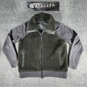 Athleta Range Black Sherpa Fleece Jacket Full Zip Women's Size Small